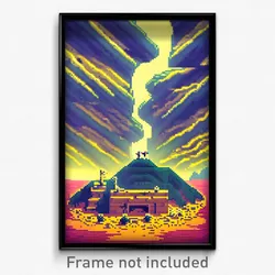 Pixel Art Poster - Buoyant Burrow (8 Bit Psychedelic Trippy Video Game Print)