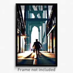 Pixel Art Poster - Steel Street (8 Bit Psychedelic Trippy Video Game Print)