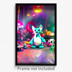 Pixel Art Poster - Rubbery Menagerie (8 Bit Psychedelic Trippy Video Game Print)