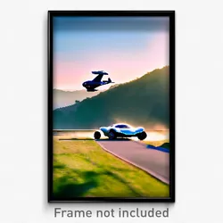 Pixel Art Poster - Flying Car (8 Bit Psychedelic Trippy Weird Video Game Print)