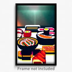 Pixel Art Poster - Sharp Sushi (8 Bit Psychedelic Trippy Weird Video Game Print)