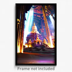 Pixel Art Poster - Complex Temple (8 Bit Psychedelic Trippy Video Game Print)