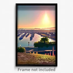 Pixel Art Poster - Distant Marina (8 Bit Psychedelic Trippy Video Game Print)