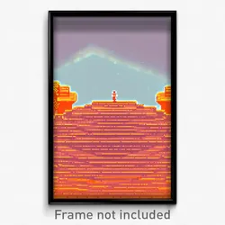 Pixel Art Poster - Orange Realm (8 Bit Psychedelic Trippy Video Game Print)