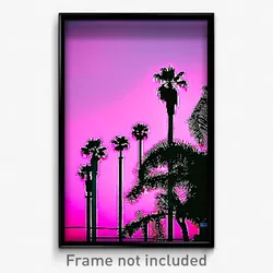 Pixel Art Poster - Pink Los Angeles (8 Bit Psychedelic Trippy Video Game Print)