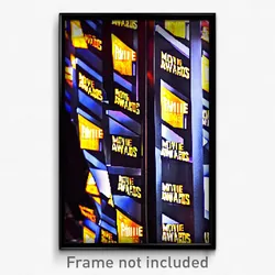 Pixel Art Poster - Black Movie Awards (8 Bit Psychedelic Video Game Print)