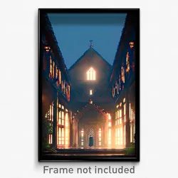 Pixel Art Poster - Acclaimed Nunnery (8 Bit Psychedelic Trippy Video Game Print)