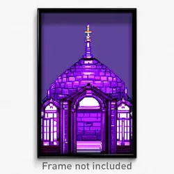 Pixel Art Poster - Purple Mausoleum (8 Bit Psychedelic Trippy Video Game Print)