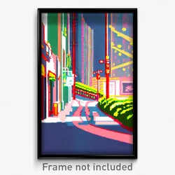 Pixel Art Poster - Wiggly Avenue (8 Bit Psychedelic Trippy Video Game Print)