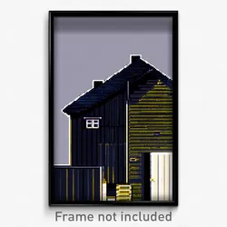 Pixel Art Poster - Black Shack Tenement (8 Bit Psychedelic Video Game Print)