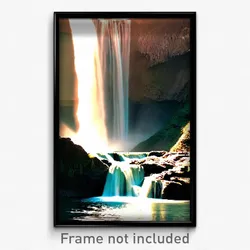 Pixel Art Poster - Deserted Waterfall (8 Bit Psychedelic Video Game Print)