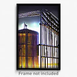 Pixel Art Poster - Complex Wire Frame Outpost (8 Bit Video Game Print)