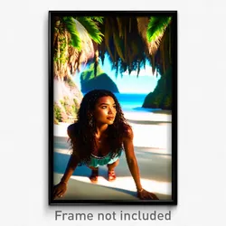Pixel Art Poster - Secret Beach (8 Bit Psychedelic Trippy Video Game Print)