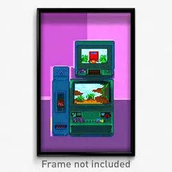 Pixel Art Poster - Old Video Game (8 Bit Psychedelic Trippy Video Game Print)