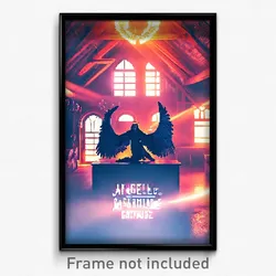 Pixel Art Poster - Angelic Cathouse (8 Bit Psychedelic Trippy Video Game Print)