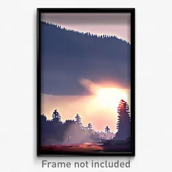 Pixel Art Poster - Smoggy Promontory (8 Bit Psychedelic Trippy Video Game Print)