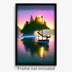 Pixel Art Poster - Silly Inlet (8 Bit Psychedelic Trippy Weird Video Game Print)