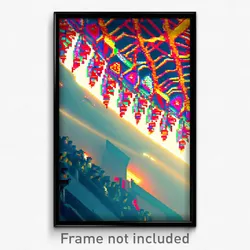 Pixel Art Poster - Whopping Festival (8 Bit Psychedelic Trippy Video Game Print)
