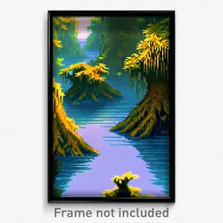 Pixel Art Poster - Extra Small Swamp (8 Bit Psychedelic Trippy Video Game Print)