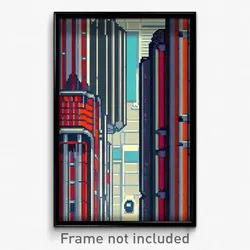Pixel Art Poster - Simplistic Metropolis (8 Bit Psychedelic Video Game Print)