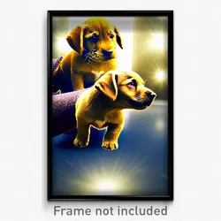 Pixel Art Poster - Golden Puppy (8 Bit Psychedelic Trippy Video Game Print)
