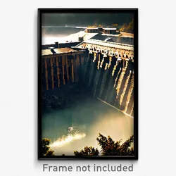 Pixel Art Poster - Haunted Dam (8 Bit Psychedelic Trippy Weird Video Game Print)