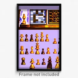 Pixel Art Poster - Wooden Chess (8 Bit Psychedelic Trippy Video Game Print)