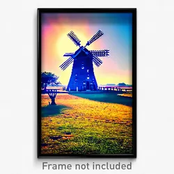 Pixel Art Poster - Complex Windmill (8 Bit Psychedelic Trippy Video Game Print)