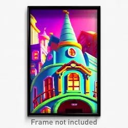 Pixel Art Poster - Quirky Cartoon Architecture (8 Bit Video Game Print)