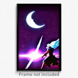 Pixel Art Poster - Acclaimed Moon Battle (8 Bit Psychedelic Video Game Print)