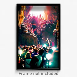 Pixel Art Poster - Crowded Grotto (8 Bit Psychedelic Trippy Video Game Print)