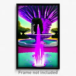 Pixel Art Poster - Purple Fountain (8 Bit Psychedelic Trippy Video Game Print)