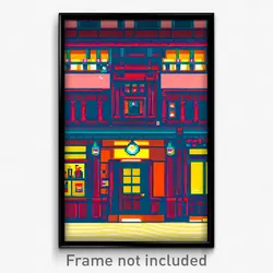Pixel Art Poster - Simplistic Pub (8 Bit Psychedelic Trippy Video Game Print)
