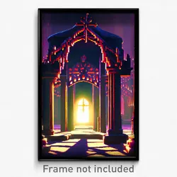 Pixel Art Poster - Shady Ossuary (8 Bit Psychedelic Trippy Video Game Print)