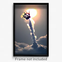 Pixel Art Poster - Flying Crown (8 Bit Psychedelic Trippy Video Game Print)