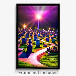 Pixel Art Poster - Flashy Cemetery (8 Bit Psychedelic Trippy Video Game Print)