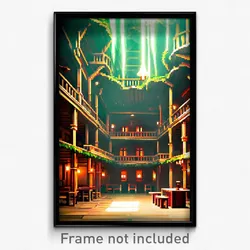 Pixel Art Poster - Cavernous Inn (8 Bit Psychedelic Trippy Video Game Print)