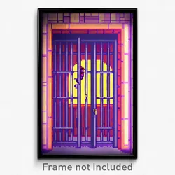 Pixel Art Poster - Wiggly Prison (8 Bit Psychedelic Trippy Video Game Print)