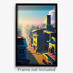 Pixel Art Poster - Droopy Slum (8 Bit Psychedelic Trippy Weird Video Game Print)