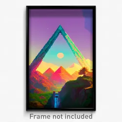 Pixel Art Poster - Triangular Vista (8 Bit Psychedelic Trippy Video Game Print)
