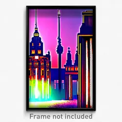 Pixel Art Poster - Dazzling Berlin (8 Bit Psychedelic Trippy Video Game Print)