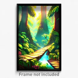 Pixel Art Poster - Cute Rainforest (8 Bit Psychedelic Trippy Video Game Print)