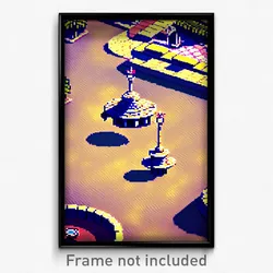Pixel Art Poster - Small Plaza (8 Bit Psychedelic Trippy Weird Video Game Print)