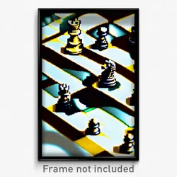 Pixel Art Poster - Authentic Chess Piece (8 Bit Psychedelic Video Game Print)