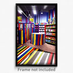 Pixel Art Poster - Striped Comic Book Store (8 Bit Psychedelic Video Game Print)