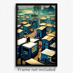 Pixel Art Poster - Small Shantytown (8 Bit Psychedelic Trippy Video Game Print)