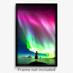 Pixel Art Poster - Puzzling Aurora (8 Bit Psychedelic Trippy Video Game Print)