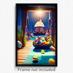 Pixel Art Poster - Nautical Easter (8 Bit Psychedelic Trippy Video Game Print)