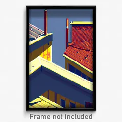 Pixel Art Poster - Simple Rooftops (8 Bit Psychedelic Trippy Video Game Print)