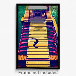 Pixel Art Poster - Fabulous Dock (8 Bit Psychedelic Trippy Video Game Print)